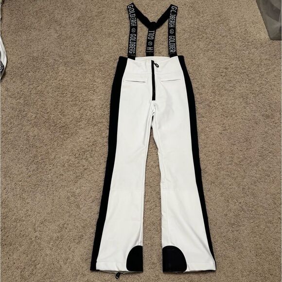 GOLDBERGH WOMEN'S HIGH END SALOPETTE SKI PANTS BIB WHITE BLACK US 10 - Picture 6 of 7